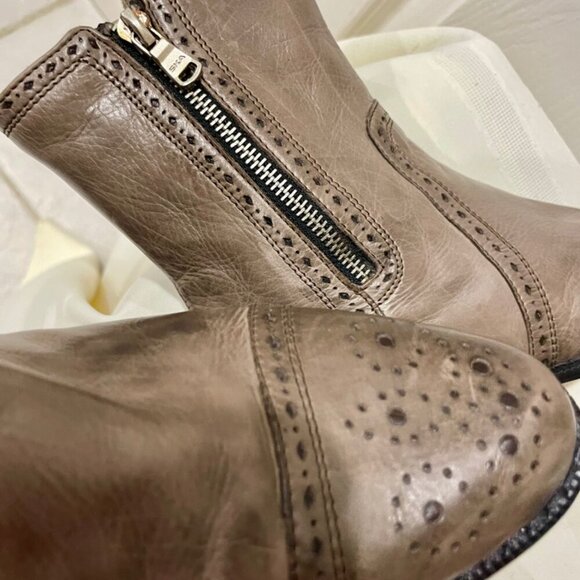 MARINA RINALDI MID CALF WESTERN BOOTS GREY DISTRESSED GRUNGE MADE IN ITALY SZ 35 - Picture 11 of 16